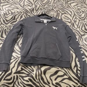 pink quarter collared zip up